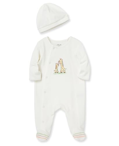 Little Me Unisex Baby 100% Cotton Scratch Free Tag 2-Piece Sleeper, Giraffe, 6 Months