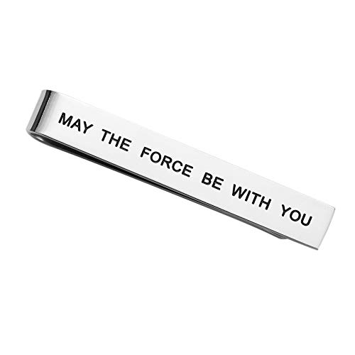 May The Force Be with You Tie Clip Star Wars Fan Gift Funny Gift Stainless Steel Polished Finish Tie Clips Men Women