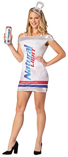 Rasta Imposta Natural Light Beer Can Dress Costume for Women 21+, Women's Size L-XL White