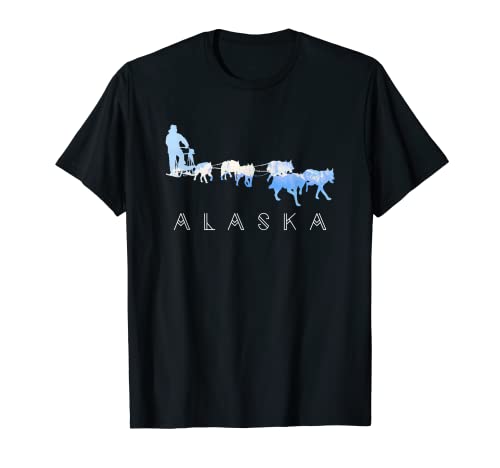 Alaska Sled Dogs Mushing - Sled Dog Team Snow Mountain Scene T-Shirt