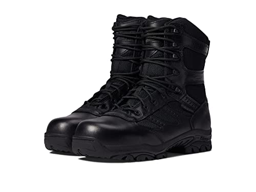 Thorogood Deuce 8” Waterproof Side-Zip Black Tactical Boots for Men and Women with Composite Safety Toe, Full-Grain Leather, and Slip-Resistant Outsole; BBP & Rated, Black - 10.5 M US