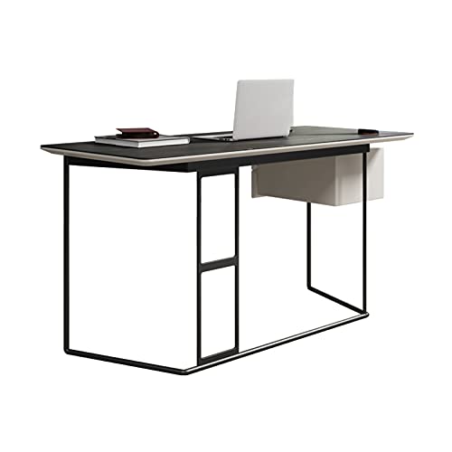GLigeT Office Desk Minimalist Slate Desk Modern Study PC Workstation 23.2' Household Luxury Study Writing Table with Double Drawers Stable Metal Frame Study Writing PC Desk