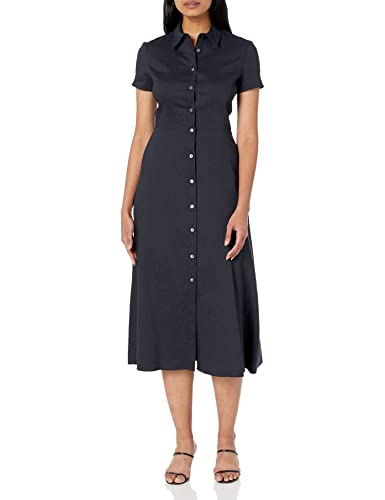 Theory Women's Short-Sleeved Button Down Midi Dress, Concord