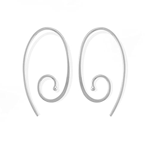 Boma Jewelry Sterling Silver Oval Spiral Pull Through Hoop Earrings