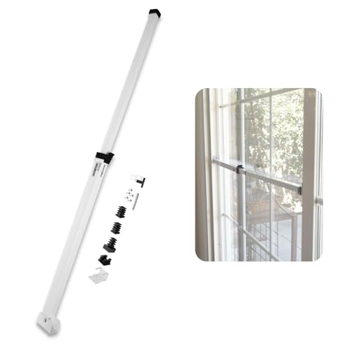 SecurityMan Sliding Door Security Bar - Dual Use as Patio Door Security Bar or Window Security Lock with Anti Lift Safety - Child Proof and Adjustable 19'-51' - Constructed of High Grade Iron - White