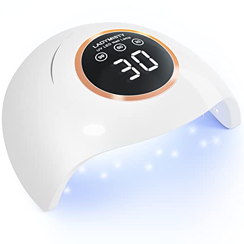 LadyMisty 72W UV LED Nail Lamp Light Dryer for Nails Gel Polish with 18 Beads 3 Timer Setting & LCD Touch Display Screen, Auto Sensor, Professional Nails, White…