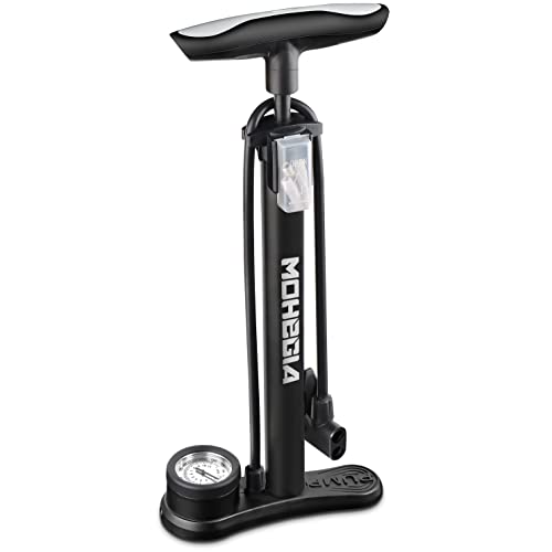 MOHEGIA Bike Floor Pump with Gauge,Air Bicycle Pump Inflator with High Pressure 160 PSI,Fits Schrader and Presta Valve