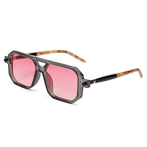 FEISEDY Vintage Square 70s Flat Aviator Sunglasses Women Men Classic Retro Stylish Frame UV400 Sunglasses B2622