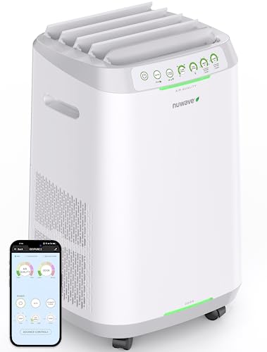 Nuwave OxyPure ZERO Smart Air Purifier, Large Area up to 2,002 Sq Ft, Dual 4-Stage Air Filtration, Adjustable 30°, 60°, 90° Vents, Washable & Reusable Filters for ZERO Waste & Replacements, White