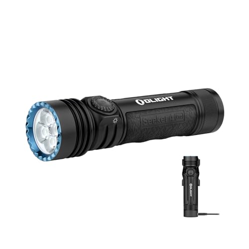 OLIGHT Seeker 4 Pro Rechargeable Flashlights, High Powerful Bright Flashlight 4600 Lumens with USB C Holster, Waterproof for Emergencies, Camping, Searching (Matte Black Cool White)
