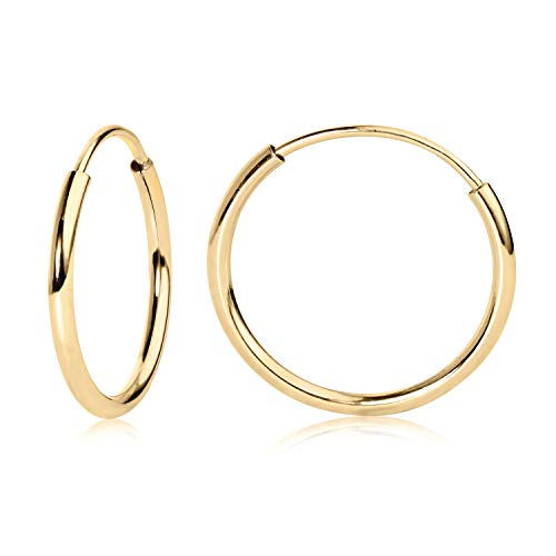 14k Yellow Gold Endless Hoop Earrings 12x1.0mm