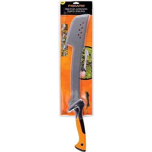 Fiskars Machete Axe - 18' Curved Blade with Nylon Sheath - Lawn and Garden Tools - Orange/Black