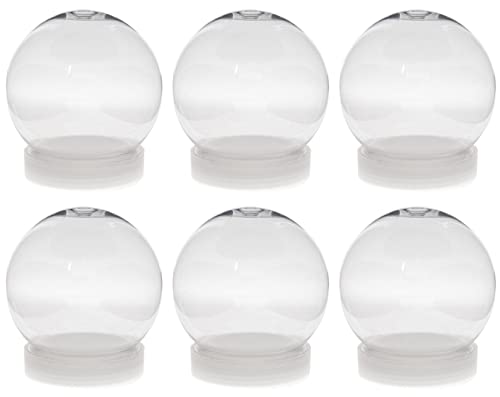 6 Pack - Creative Hobbies 4 Inch (100mm) DIY Snow Globe Water Globe - Clear Plastic with Screw Off Cap | Perfect for DIY Crafts and Customization
