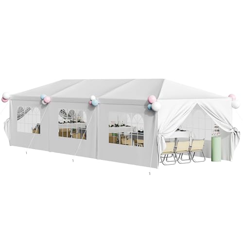 Flamaker Party Tent 10'x30' Outdoor Wedding Canopy Tents for Parties with Removable Sidewalls Heavy Duty Event Booths Waterproof Gazebo Shelter