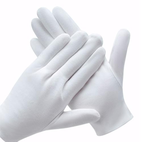 3 Pairs White Cotton Gloves for Dry Hands Eczema SPA Moisturizing - Work Glove Liners for Serving Costume Inspection