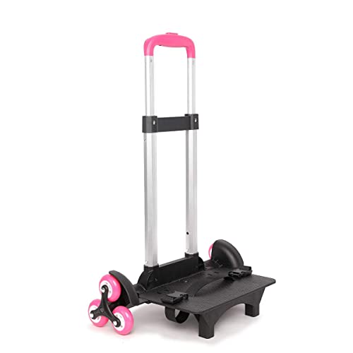 Backpack Trolley - Wheeled Trolley Hand Aluminium Alloy Folding Trolley Cart for Backpack (Pink, 2 Wheels)