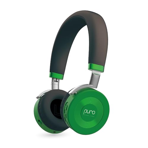 Puro Sound Labs JuniorJam Plus Volume Limiting Headphones for Kids, Safer Audio to Protect Hearing- Adjustable Bluetooth Headphones for Tablets, Smartphones, PCs- 22-Hour Battery Life (Green)