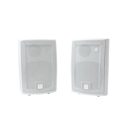 Dual Electronics LU43PW 3-Way High Performance Outdoor Indoor Speakers with Powerful Bass | Effortless Mounting Swivel Brackets | All Weather Resistance | Expansive Stereo Sound Coverage | Sold in Pairs, White