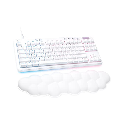 Logitech G713 Wired Mechanical Gaming Keyboard with LIGHTSYNC RGB Lighting, Linear Switches (GX Red), and Keyboard Palm Rest, PC and Mac Compatible - White Mist