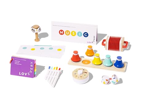 Lovevery | The Music Set | 6 Musical Instruments and Rhythm & Songs Book, Preschool Education and Montessori Early Learning Musical Toy, Ages 18 Months to 4+ Years