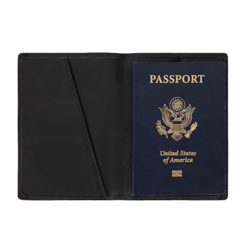 SLNT Leather RFID Blocking Passport Wallet - 4 Card Slots & Passport Slot, Clean, Sleek, Stylish, Minimal Design - For Travel, Prevents Hacking & Identity Theft (Simple Style, Black)