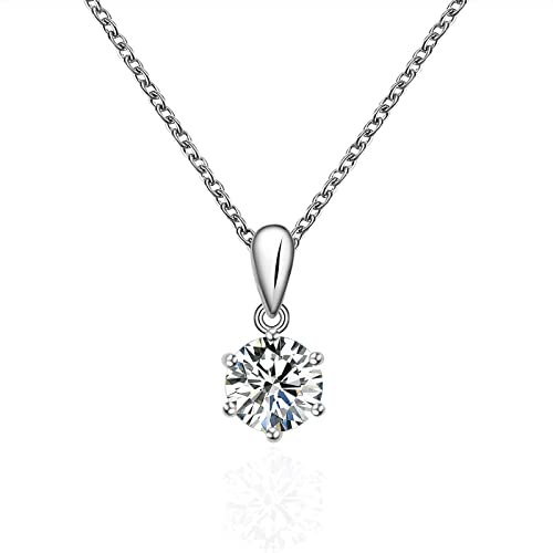 ZYI Moissanite necklaces for women,Lab Created Diamond Pendant Necklace,16-18 Inch Chain Adjustable,D VVS1 Silver White Gold,Moissanite Jewelry Chain,Gifts for Women/men/Mom/Girls/boys/Wife.