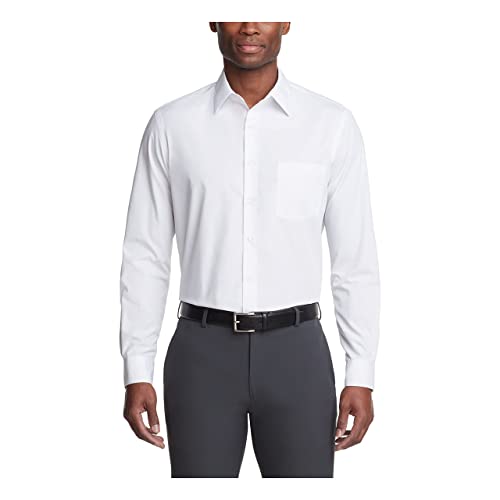 Van Heusen Men's Dress Shirt Regular Fit Poplin Solid, White, 16.5' Neck 32'-33' Sleeve