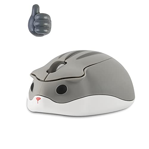 Dpisuuk Wireless Mouse, Cute Hamster Mouse, 2.4GHz Silent Click Animal Mouse with 1 Random Color Cord Holder, USB Cordless Gaming Mouse for Laptop Computer Notebook MacBook (Gray)