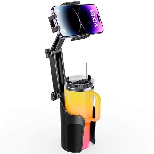 TAZENI 2-in-1 Cup Phone Holder Mount for Car - Bottle Friendly, Adjustable & Sturdy Fit for 4-7' iPhone & Android Phones