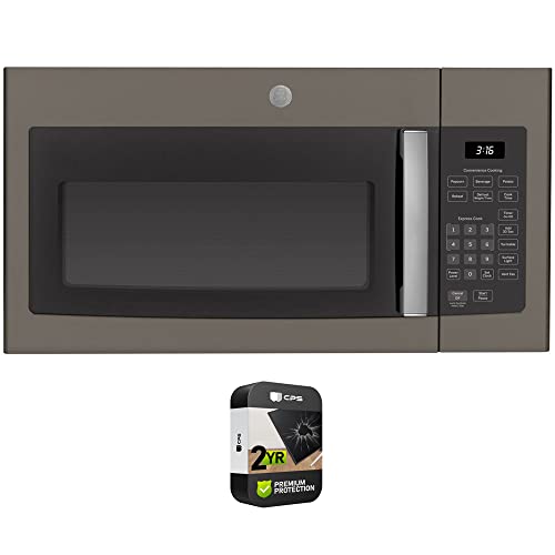 GE JVM3160EFES 1.6 Cu. Ft. Over-the-Range Microwave Oven Slate Bundle with Premium 2 YR CPS Enhanced Protection Pack