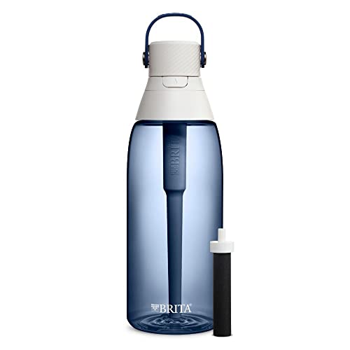 Brita Hard-Sided Plastic Premium Filtering Water Bottle, BPA-Free, Reusable, Replaces 300 Plastic Water Bottles, Filter Lasts 2 Months or 40 Gallons, Includes 1 Filter, Night Sky - 36 oz.