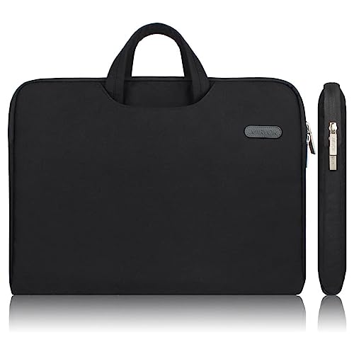 ARVOK 13 13.3 14 Inch Water-resistant Canvas Fabric Laptop Sleeve With Handle&Zipper Pocket/Notebook Computer Case/Ultrabook Briefcase Carrying Bag for HP/Dell/Lenovo/Asus/Acer/Samsung, Black