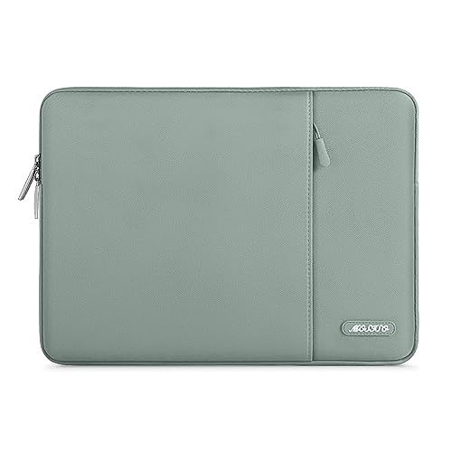 MOSISO Laptop Sleeve Bag Compatible with MacBook Pro 16 inch 2024-2019 M3 A2991 M2 A2780 M1 A2485 A2141/Pro Retina 15 A1398, 15-15.6 inch Notebook, Polyester Vertical Case with Pocket, Antique Green