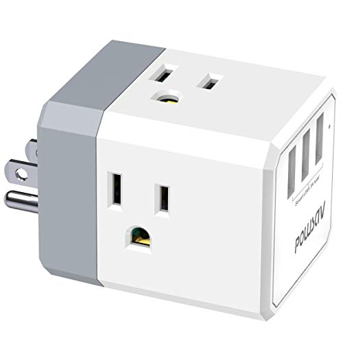 3-Outlet USB Wall Charger and Extender with 3-Way Splitter, ETL Listed - For Home, Office, Cruise Ship