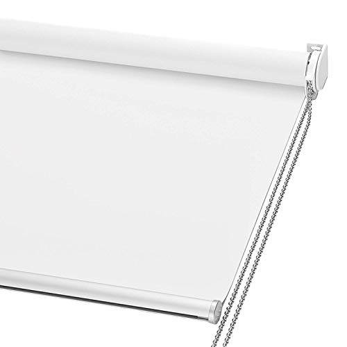ChrisDowa 100% Blackout Roller Shade, Window Blind with Thermal Insulated, UV Protection Fabric. Total Blackout Roller Blind for Office and Home. Easy to Install. White,35' W x 72' H