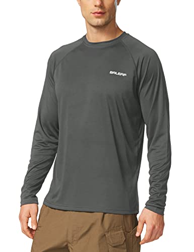 BALEAF Men's Sun Protection Shirts UV SPF T-Shirts UPF 50+ Long Sleeve Rash Guard Lightweight Hiking Summer Deep Gray Size L