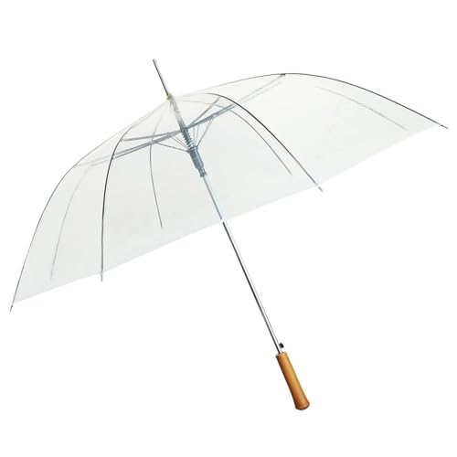 Barton Outdoor Rain Umbrella | Strong Metal Shaft and Ribs Lightweight Clear Umbrella | Auto Open Wind Resistant Transparent Umbrella with Resin Handle - Perfect for 1 Person