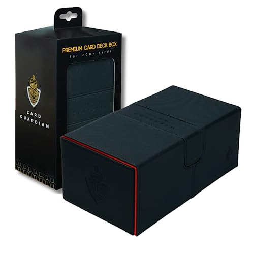 Card Guardian - Premium Double Deck Box (Black) for 200+ cards Trading Card Games TCG Perfect for Magic the gathering (MTG), Commander Deck, Yugioh Deck Box, Sports Card Storage Boxes