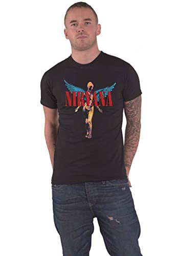 Nirvana T Shirt In Utero Angelic Band Logo Official Mens Black Size XL