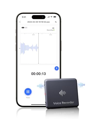 64GB Smart Voice Recorder, iZYREC Voice Activated Recorder with Phone App, 30 Hours Continuous Recording, Audio Recording Device Enhanced AI Noise Canceling Perfect for Meeting Interview Multi (Grey)