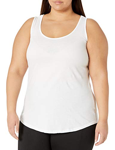 Just My Size Women's Plus-SizeJersey Shirttail Hem Tank Top WHITE, 3X