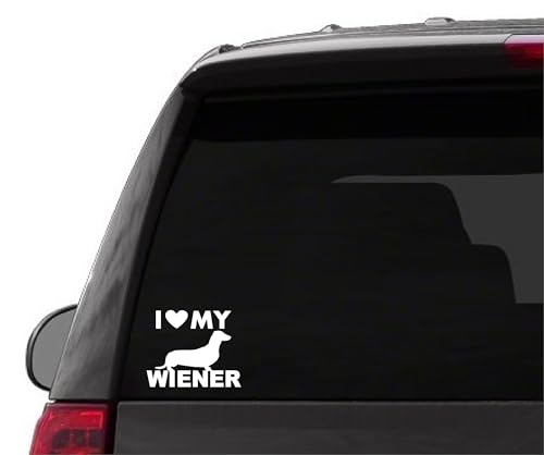 Car Truck Sticker Decal - I Love My Wiener Dog Funny Dachshund pet Sticker