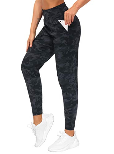 THE GYM PEOPLE Women's Joggers Pants Lightweight Athletic Leggings Tapered Lounge Pants for Workout, Yoga, Running (Large, BlackGrey Camo)
