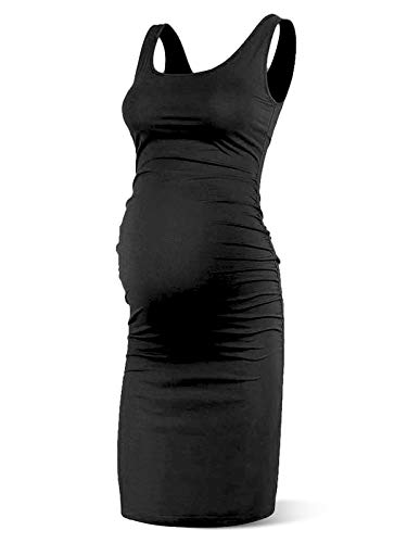 Rnxrbb Women Summer Sleeveless Maternity Dress Pregnancy Tank Scoop Neck Mama Clothes Casual Bodycon Clothing,Black XXL
