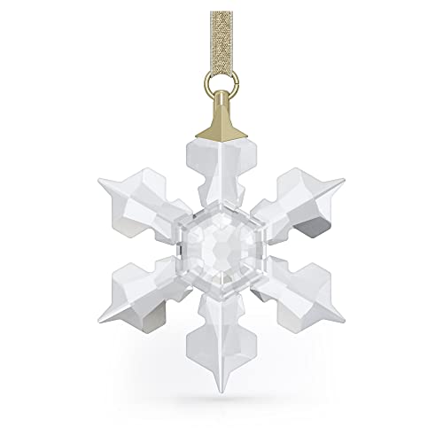 Swarovski's Little Snowflake Hanging Ornament, Clear White Crystals and Gold-Tone Ribbon, Part of the Little Snowflake Collection