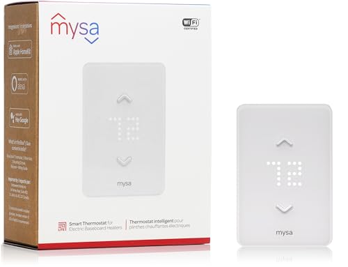 Mysa Smart Thermostat LITE for Electric Baseboard Heaters 240V | Easy Install | Use w/HomeKit, Alexa, Google Home | Wi-Fi Programmable | Remote Control with Free App