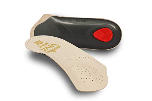 pedag Viva Mini | 3/4 Leather Arch Support Inserts | Handmade in Germany | Plantar Fasciitis Relief | Heel Cushion | Metatarsal Support Pad | Low Profile Shoe Insoles | Tan | Women US 9/ Men 6/ EU 39