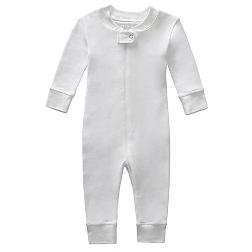 Owlivia Organic Cotton Baby Boy Girl Zip up Sleep N Play, Footless, Long Sleeve(12-18 Months, Off-White)