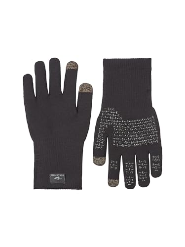 SEALSKINZ Unisex Waterproof All Weather Ultra Grip Knitted Glove, Black, Small