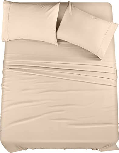 Utopia Bedding Queen Bed Sheets Set - 4 Piece Bedding - Brushed Microfiber - Shrinkage and Fade Resistant - Easy Care (Queen, Beige)